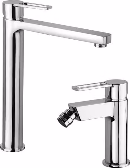 Paffoni coppia miscelatori lavabo alto e bidet senza scarico cromato mod. Ringo