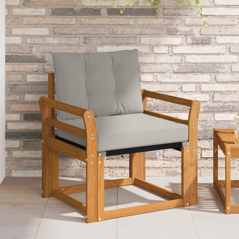 Divano da esterno moderno vidaXL in legno di acacia con cuscini in tessuto textilene grigio e marrone