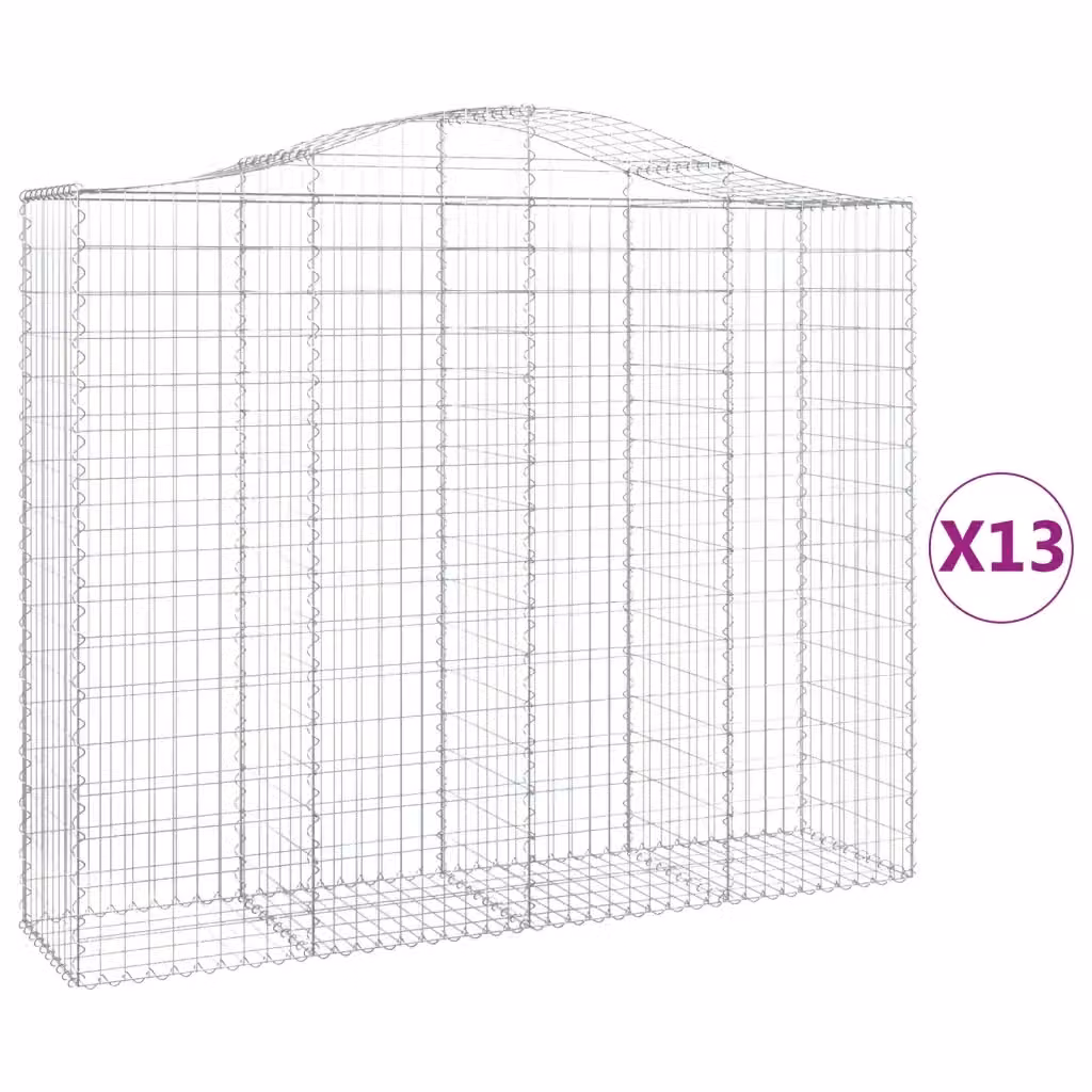 Set di 13 Cesti Gabbioni ad Arco Videx in Acciaio Zincato Colore Argento L/P/H: 200 x 50 x 160/180 cm – 2