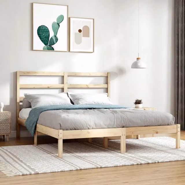 Giroletto vidaXL in legno massello di pino rustico non trattato con doghe fisse L: 141,0 cm, P: 195,5 cm, H: 100,0 cm