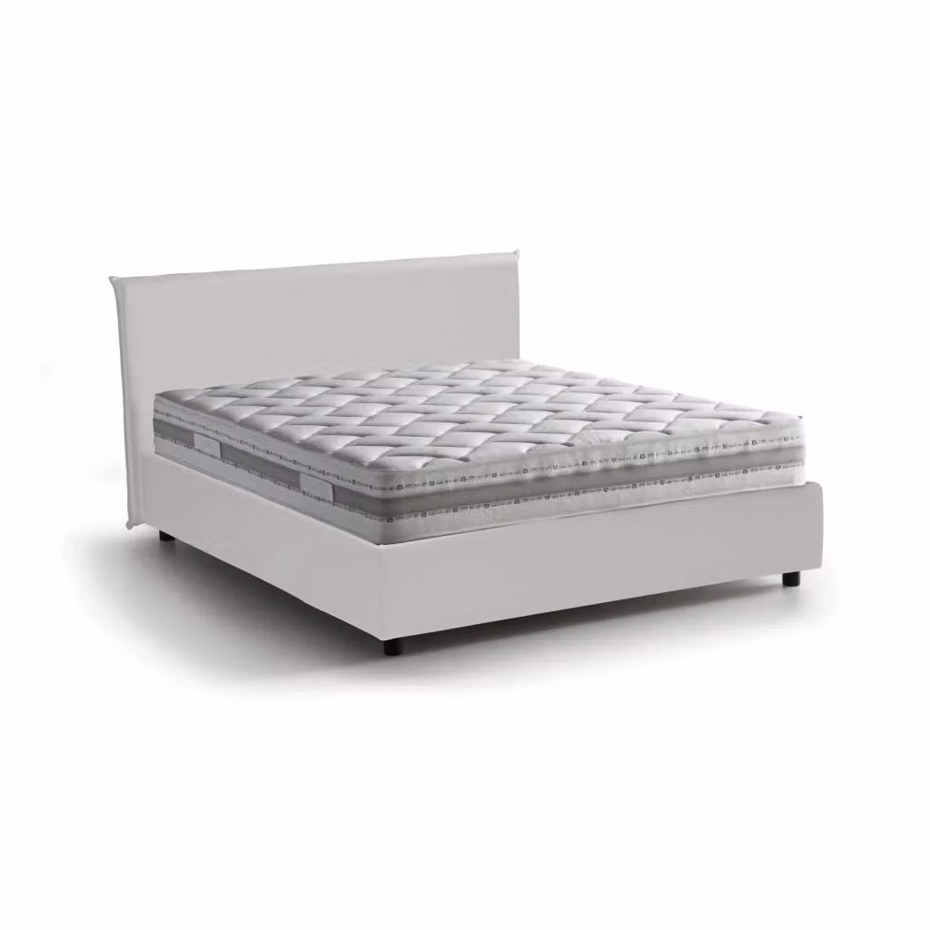 Letto Matrimoniale Hackmanite Talamo Italia con Materasso e Contenitore a Alzata, Bianco, 160x200 cm – 2