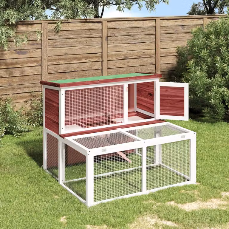 Conigliera Moka vidaXL in legno massello di pino, L: 102 cm, P: 90 cm, H: 84,5 cm