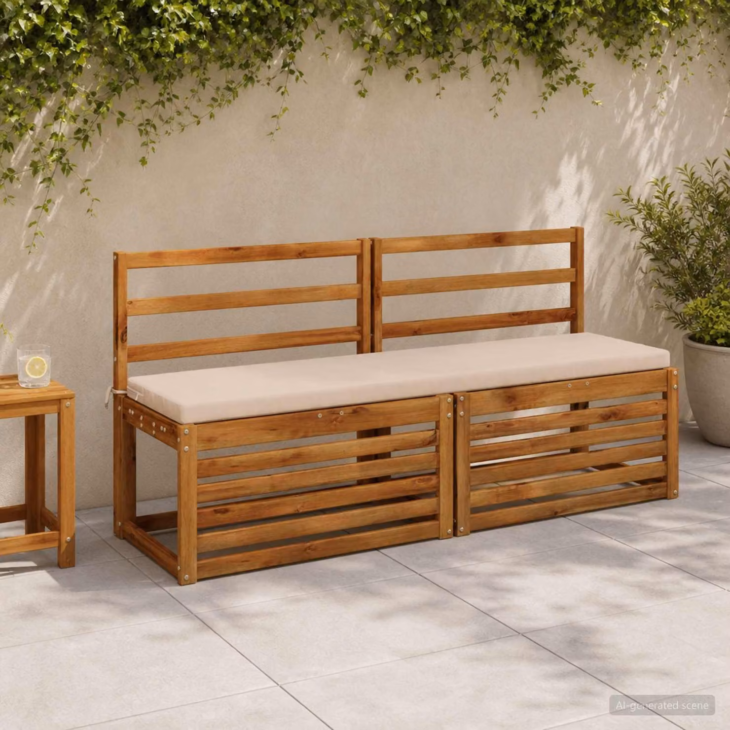 Cuscino per panchina vidaXL SOEST in poliestere con rivestimento rimovibile e resistente ai raggi UV, colore beige
