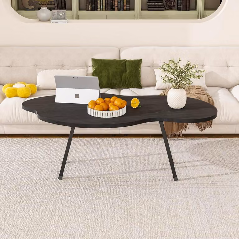 Tavolino da divano pieghevole, a forma di nuvola, nero, design moderno, dimensioni 100x55x42 cm