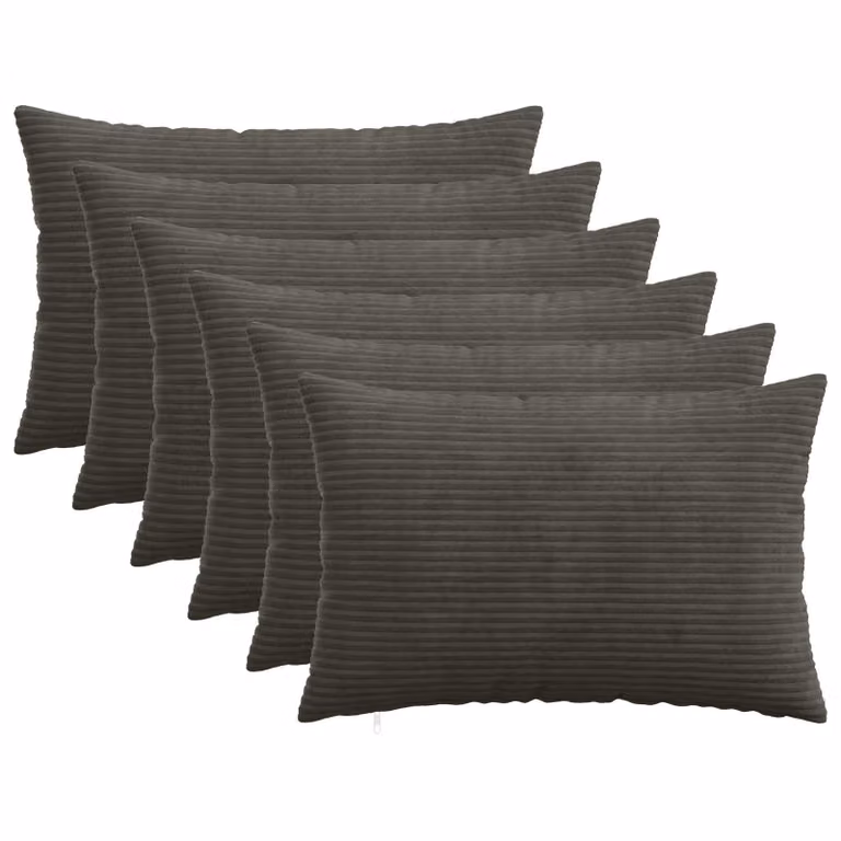 Set di 6 federe vidaXL HEERLEN in velluto a coste, colore antracite, 40 x 60 cm