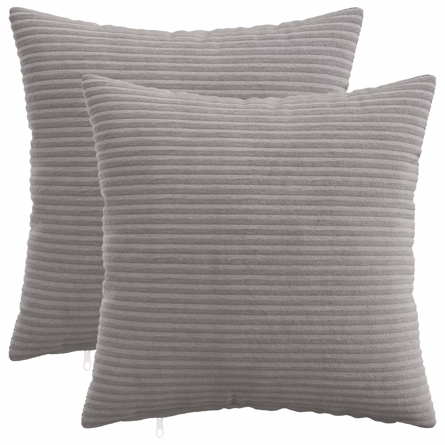 Set di 2 federe vidaXL HEERLEN in velluto a coste, Grigio Chiaro, L 45 x P 45 cm