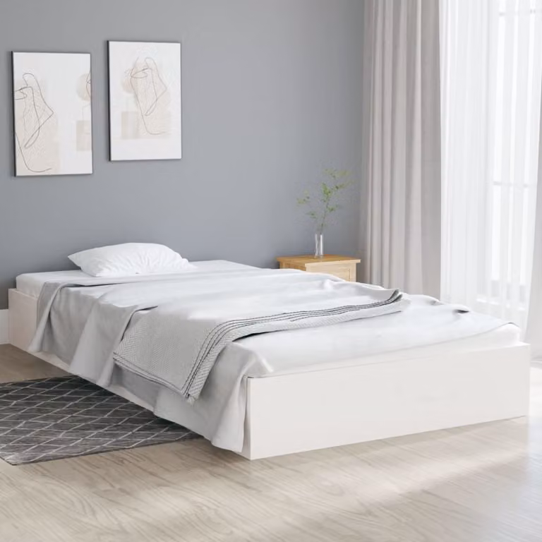 The Living Store Letto in legno massiccio bianco 90x200 cm