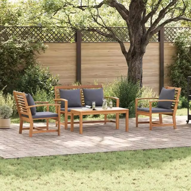 Set Divano da Giardino 4 pz Naturale Legno di teak solido 3356854