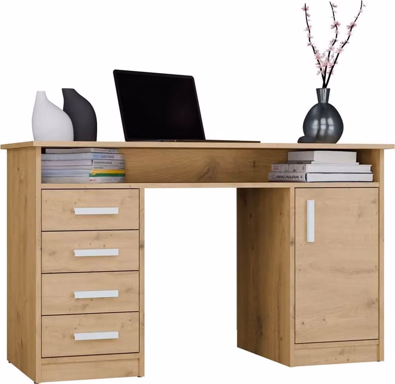 Scrivania, rovere artigianale, 125 x 75 x 55 cm