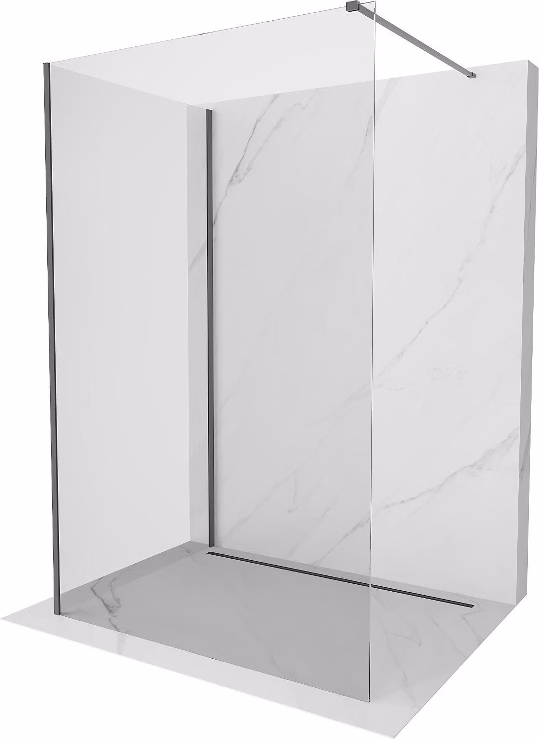 Mexen Kioto parete doccia Walk-in 140 x 120 cm, trasparente, gun metal - 800-140-212-95-00-120