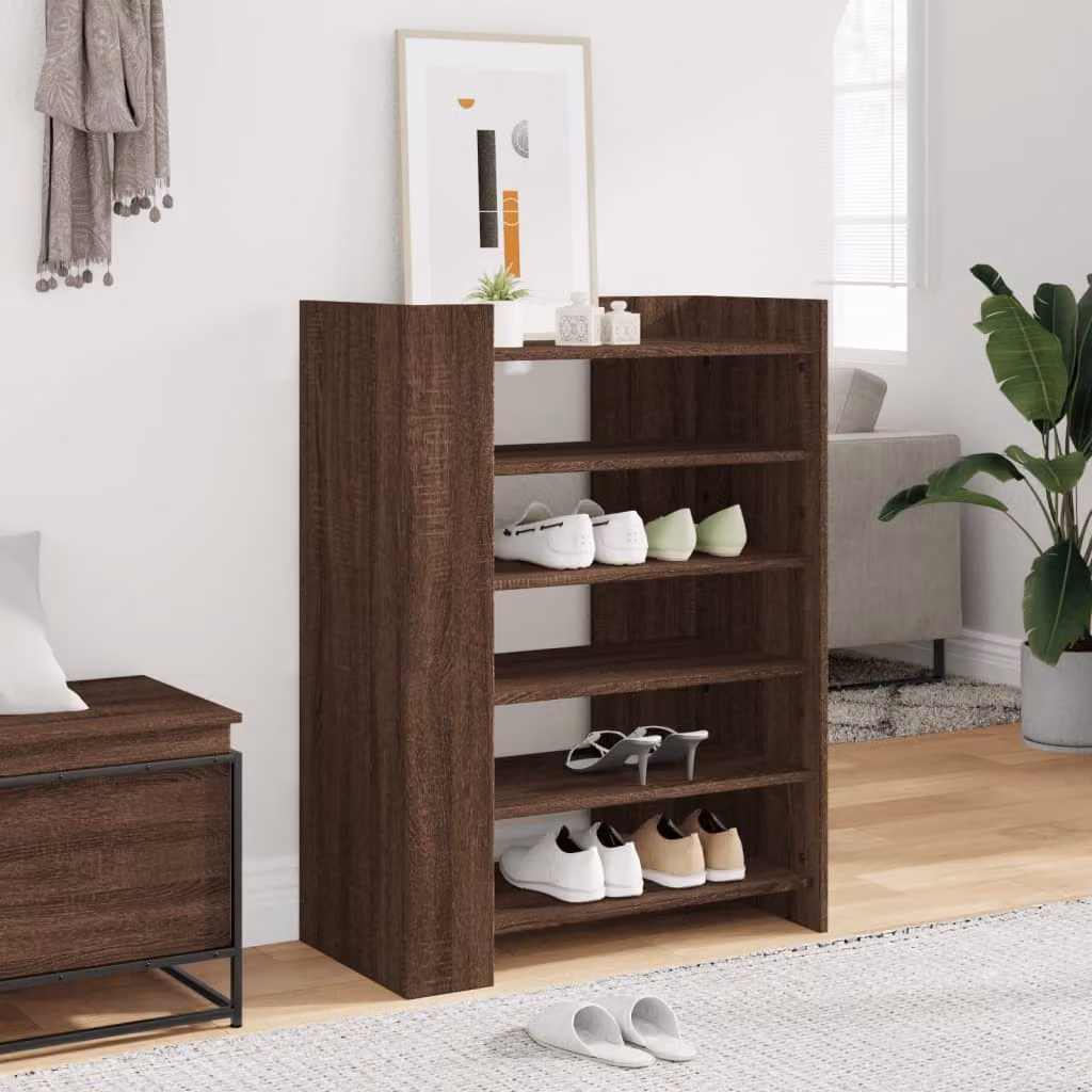 Scarpiera moderna vidaXL in legno rovere marrone con ripiani interni L: 74,5 cm, P: 37,5 cm, H: 100 cm