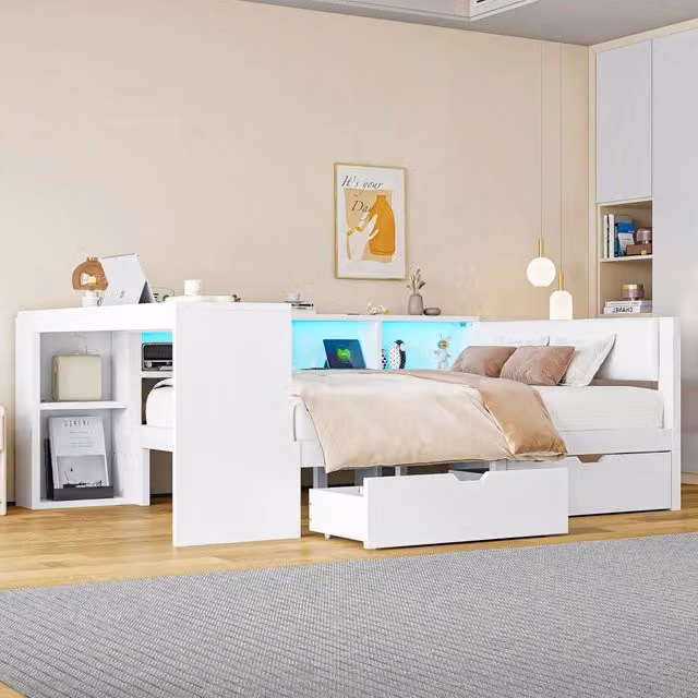letto piattaforma in mdf e compensato bianco 140 x 200 cm