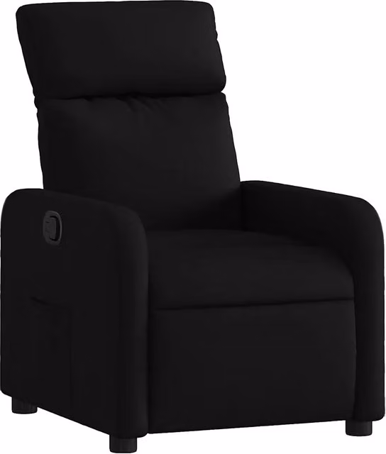 Poltrona Relax Reclinabile in Tessuto Nero con Braccioli e Regolazione Manuale – 1