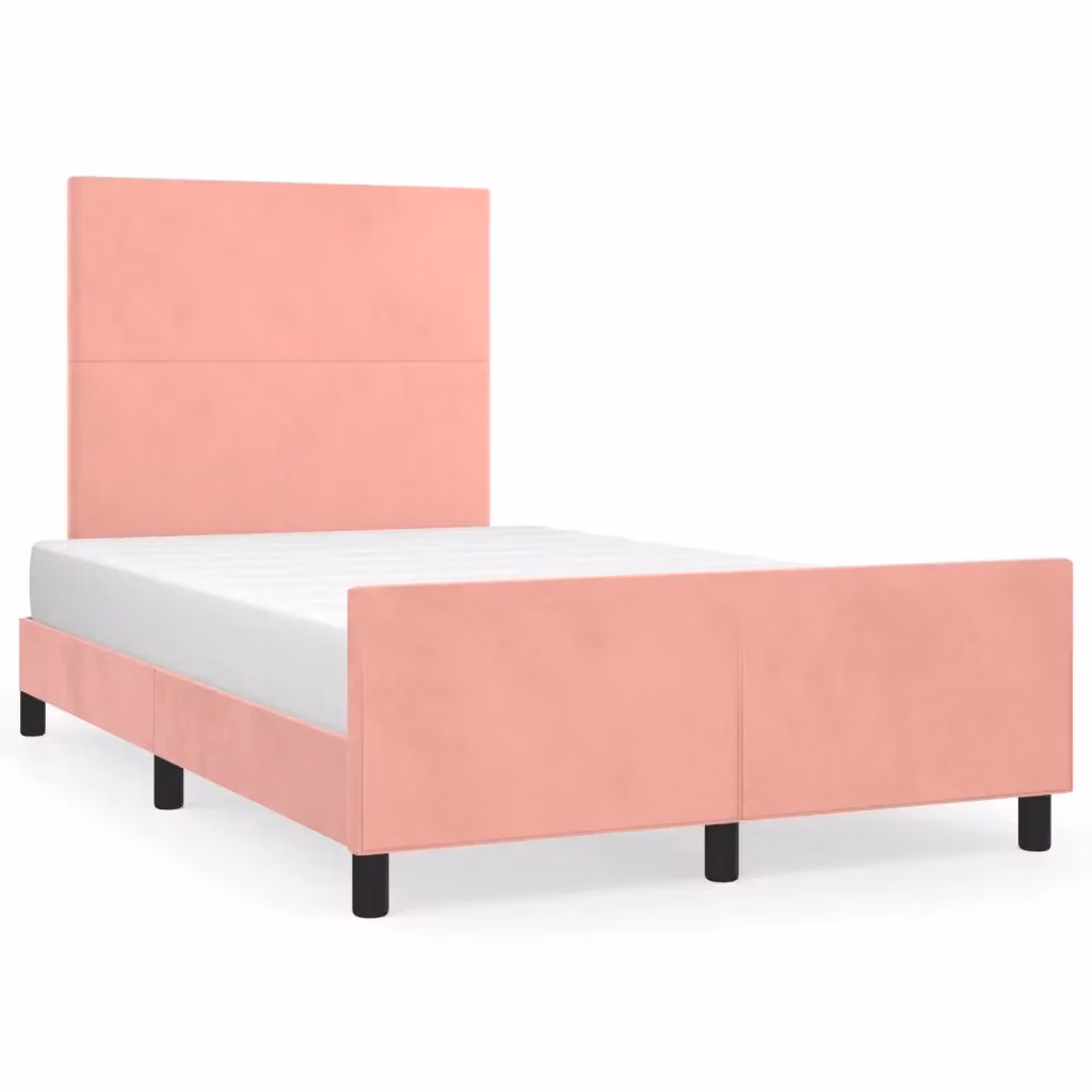 Giroletto vidaXL in velluto rosa con struttura in legno e doghe fisse L/P/H: 120 x 200 x 123 cm – 2
