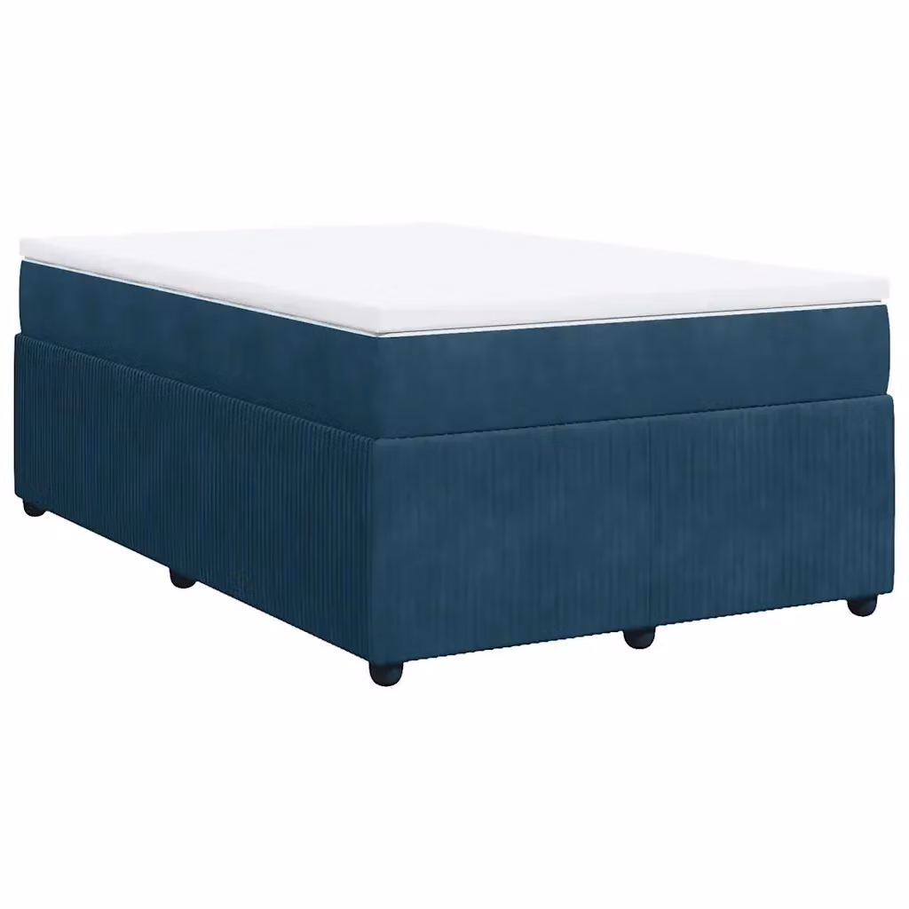 Letto Ibrido con Giroletto a Molle e Materasso vidaXL in Velluto Blu Scuro e Bianco, L/P: 120 x 200 cm – 2