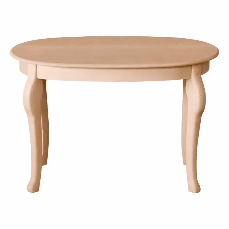 Tavolino ovale in legno di faggio grezzo Mobili 2G L: 70 cm, P: 45 cm, H: 45 cm