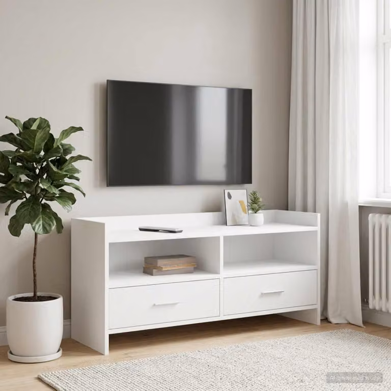 Mobile TV vidaXL moderno in bianco e legno ingegnerizzato L: 100 cm, P: 33 cm, H: 47 cm