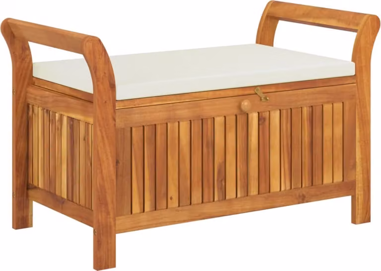 Panca Portaoggetti Giardino Cuscino 91 cm Legno Massello Acacia