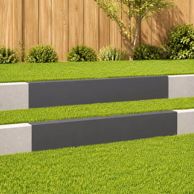 Set di 2 profili di copertura per giardino vidaXL in acciaio, colore antracite o nero, L: 100 cm, H: 15 cm, P: 5 cm
