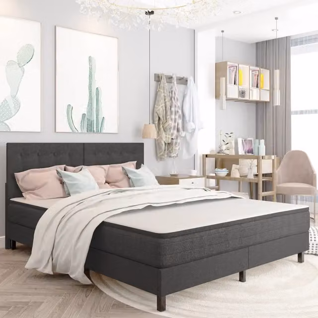 Testiera Letto Trapuntata vidaXL in Tessuto Grigio per Camera da Letto 180x200 cm – 1