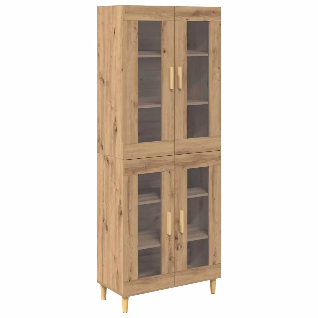 Credenza moderna vidaXL in rovere marrone con vetro L: 69,5 cm, P: 34 cm, H: 180 cm – 2