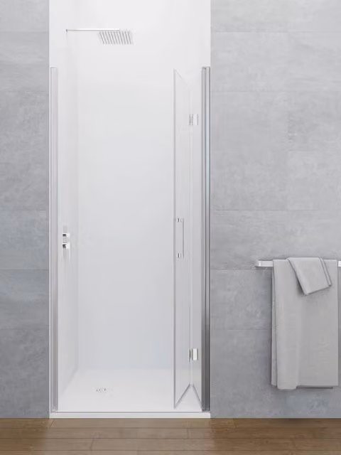 Box doccia frontale GLASS pieghevole 105 (50+50) cm cromo trasparente