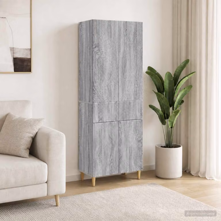 Set di 2 armadi moderni vidaXL in legno MDF grigio opaco con ante a battente e ripiani interni