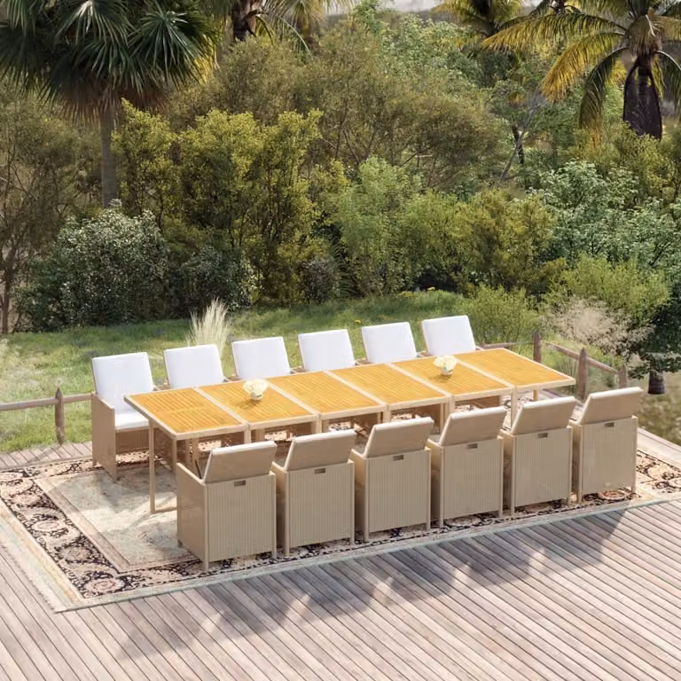 Maison Exclusive - Set da pranzo da giardino da 13 pezzi con cuscini in polyrattan beige