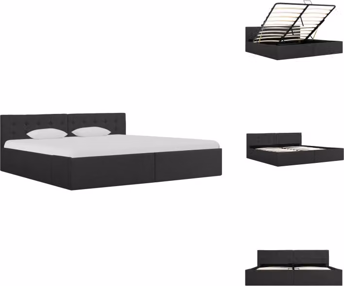 vidaXL Letto contenitore idraulico in tessuto grigio scuro 180×200 cm - Letti e strutture letto