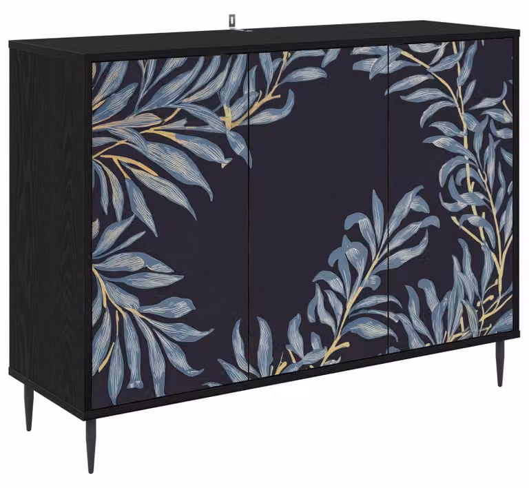 Mobile contenitore DOKKUM, finitura effetto legno nero, dimensioni 102 x 33 x 76 cm