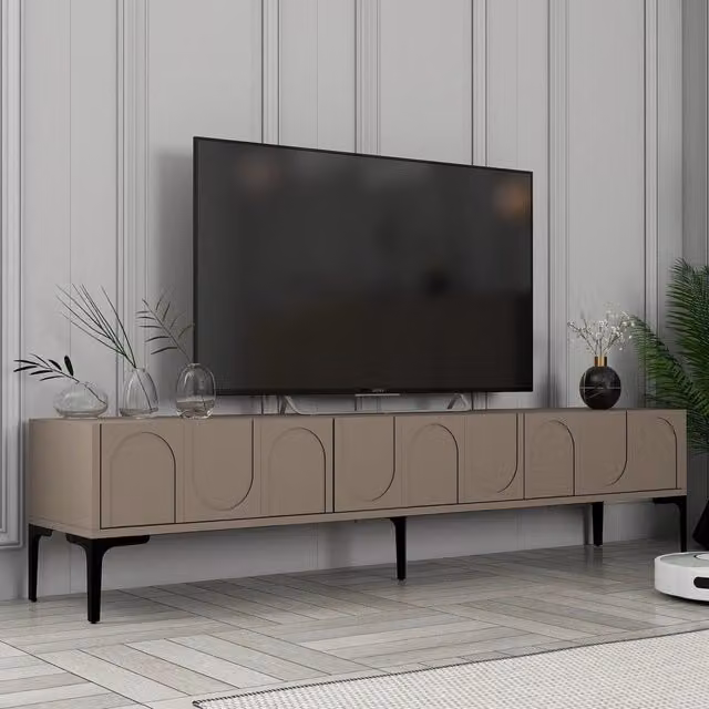 Mobile porta TV Scafa DMORA con 3 ante, design moderno, colore grigio, L 180 cm x P 35 cm x H 42 cm – 1