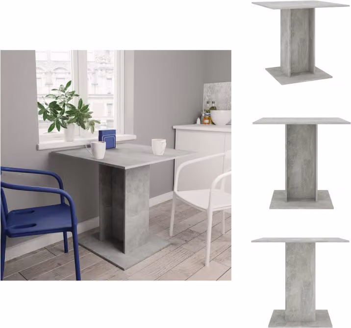 vidaXL Tavolo da pranzo grigio cemento 80x80x75 cm in legno - Tavoli da pranzo
