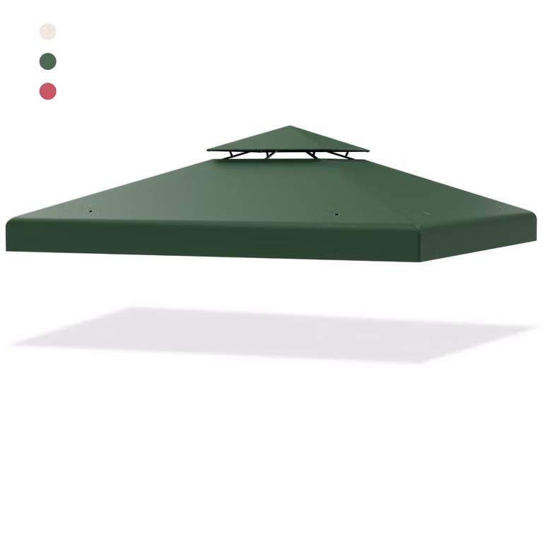 Copertura di ricambio in poliestere per gazebo a 2 livelli Costway, Verde scuro, 300 x 300 cm
