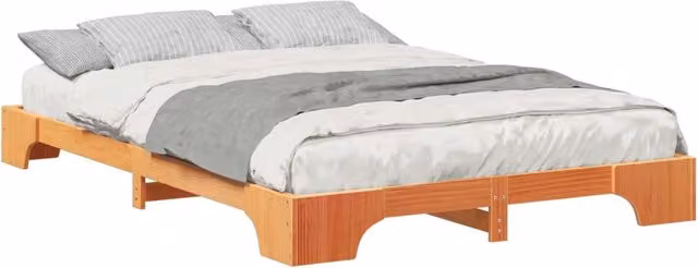 Letto matrimoniale | Letto per adulti | Struttura del letto Marrone 140 x 210 cm Pino massello