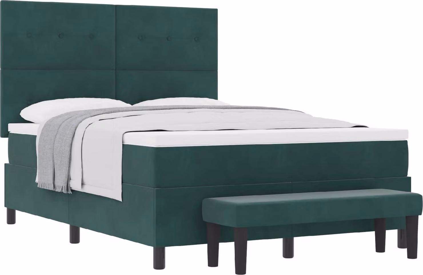 Letto a molle con testiera Verde scuro 190 x 140 cm Velluto