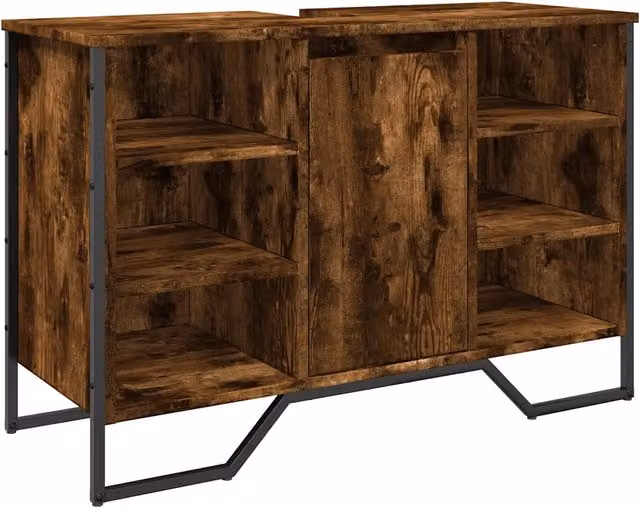 Mobile Lavabo Bagno-Armadietto da bagno Rovere Fumo 91x35x60 cm in Truciolato