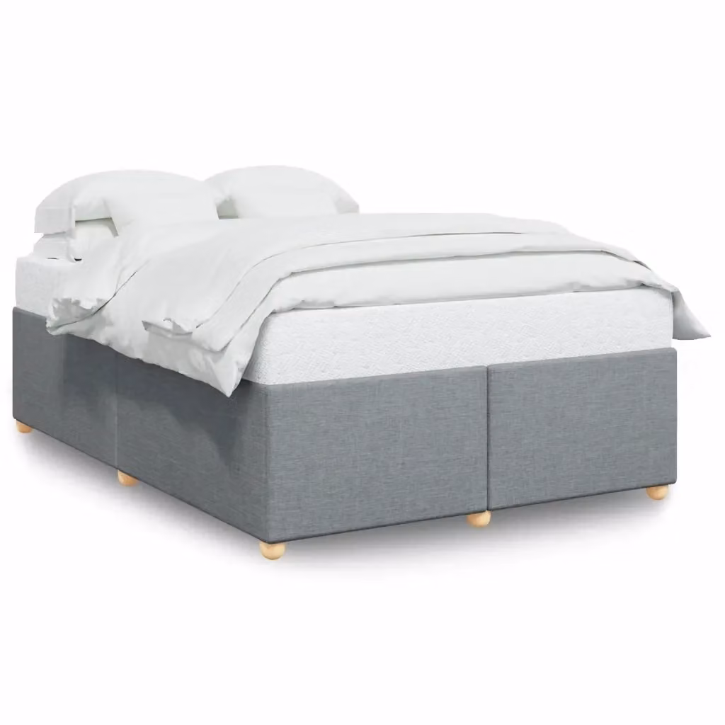 vidaXL Giroletto senza Materasso in Tessuto Grigio con Listelli in Legno L: 140 cm, P: 190 cm – 2