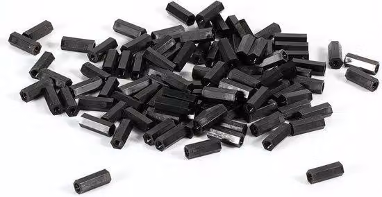 Set di 100 viti esagonali in nylon M3x15 mm con distanziatori Pijler per installazioni ordinate, colore nero.