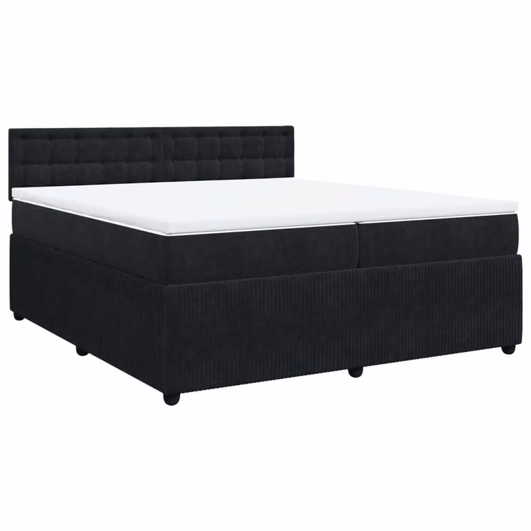 Giroletto a Molle con Materasso Nero 200x200 cm in Velluto