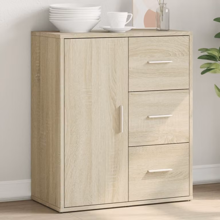 Credenza moderna vidaXL in legno multistrato e MDF, colore beige e marrone, da appendere al muro, L: 60 cm, P: 31 cm, H: 70 cm