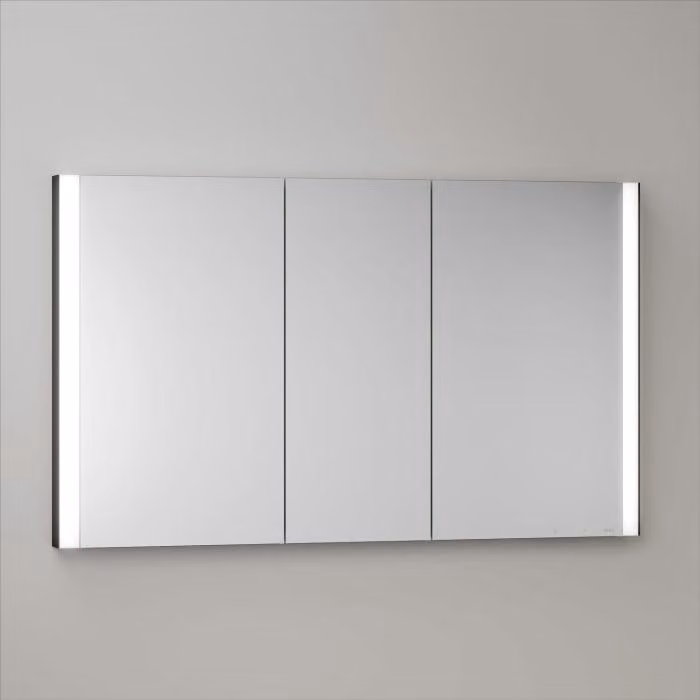 Mobiletti specchio a incasso Keuco Royal Metis LED, dimensioni 120 x 71 cm, 3 ante con riscaldamento a specchio, modello francese