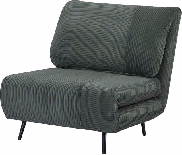 Poltrona Letto 2 in 1 Singola, Schienale Regolabile su 3 Livelli e Imbottito, Struttura in Legno e Acciaio