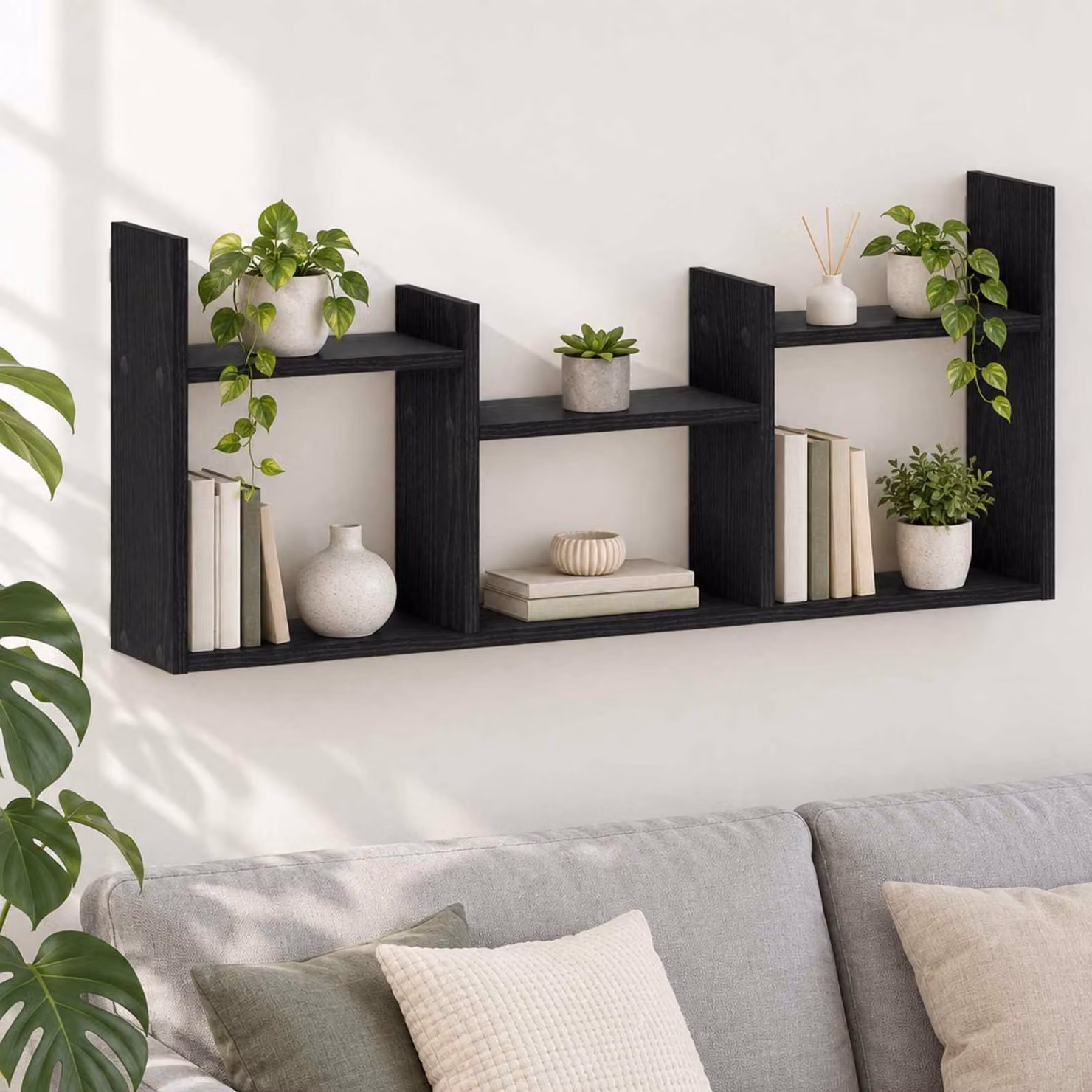 Scaffale da parete moderno vidaXL in MDF Nero L: 97.5 cm, P: 40 cm, H: 17 cm