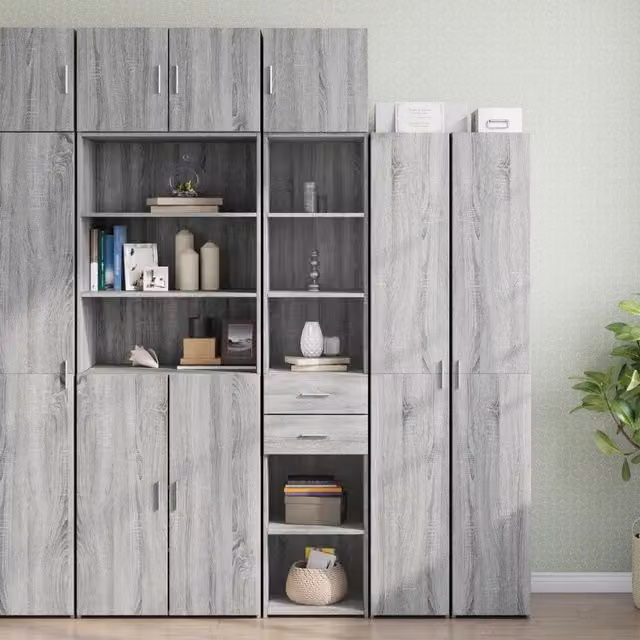 Mobile sottolavabo moderno vidaXL in MDF grigio con ante a battente, L/P/H: 40 x 42,5 x 225 cm