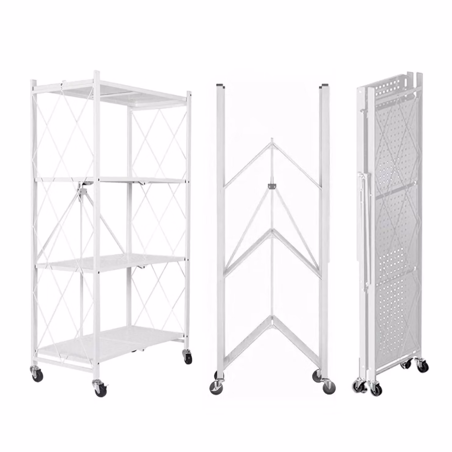 Seven Comfort Scaffale da cucina Scaffale a colonna Scaffale per microonde Scaffale da tavolo da cucina a 4 ripiani Carrello da cucina Bianco