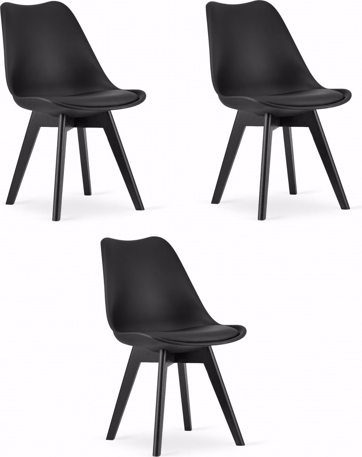 Sedia MARK - nera / gambe nere x 3