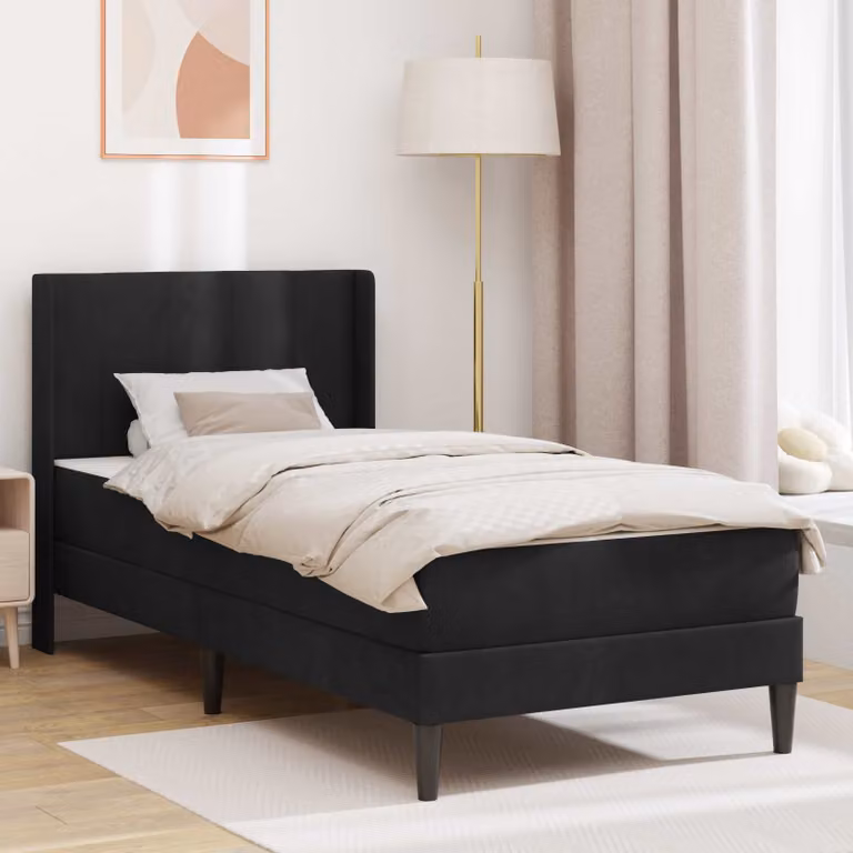 Letto moderno vidaXL con materasso in velluto nero, L 80 x P 200 cm