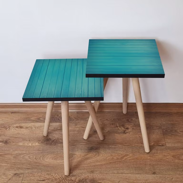 Skye Decor, 2Shp333 - Turquoise, tavolino (2 pezzi), turchese, 100% MDF, 35 x 35 x 47 cm