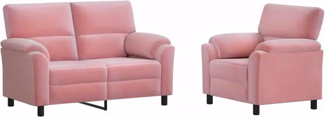 Set di 2 divani moderni vidaXL in velluto rosa con struttura in metallo per il tuo soggiorno