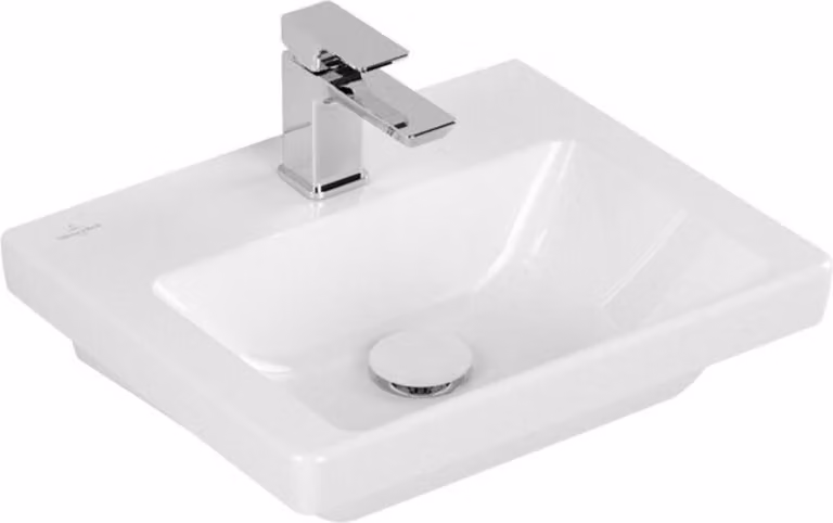Villeroy & Boch Subway 3.0 lave-mains, 1 trou pour robinet, sans trop-plein, non rectifié, 450x370mm, 4370FLR1, 4370FLR1